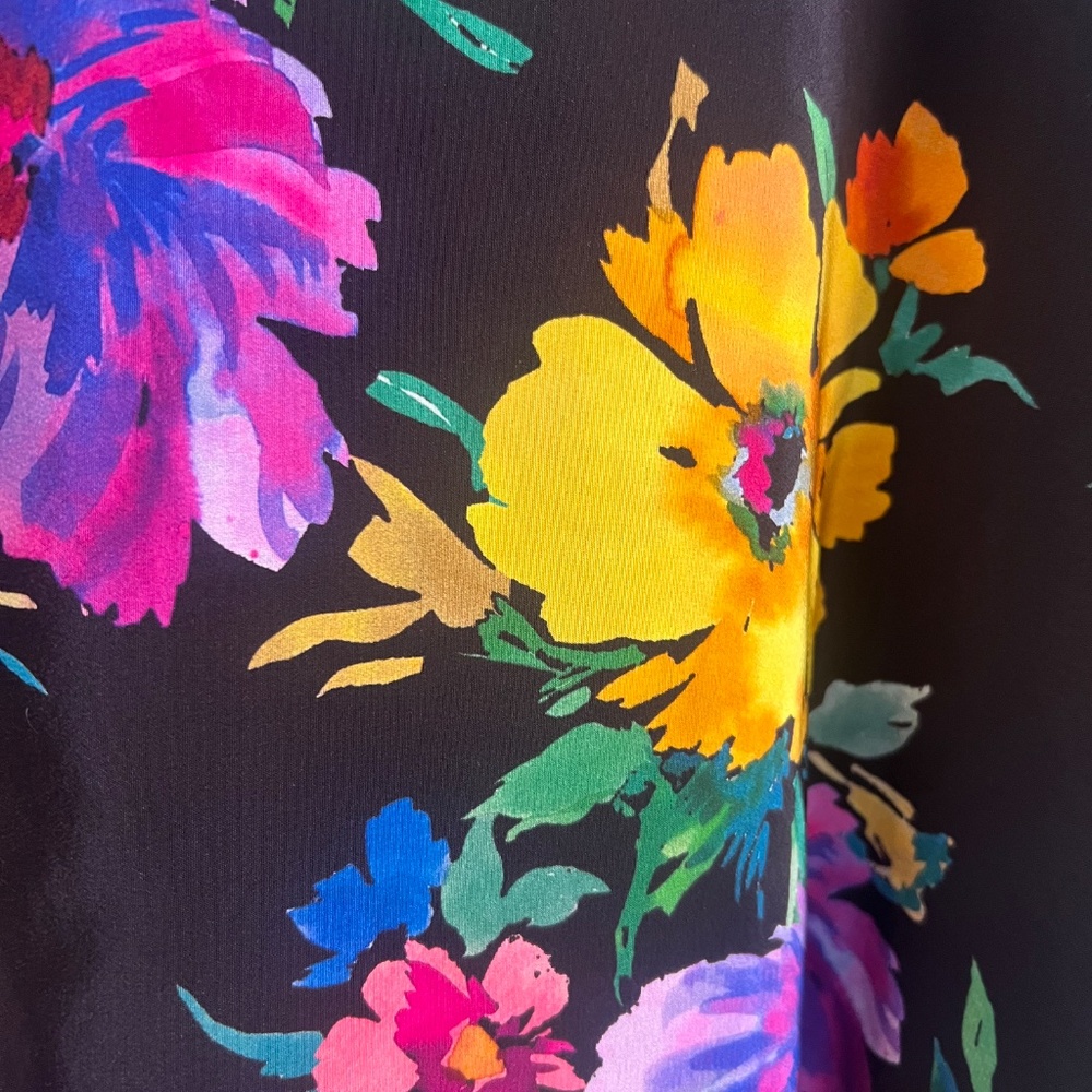 Johnny Was bright multi-coloured tropical floral silk button-up short shirt - Picture 4 of 7